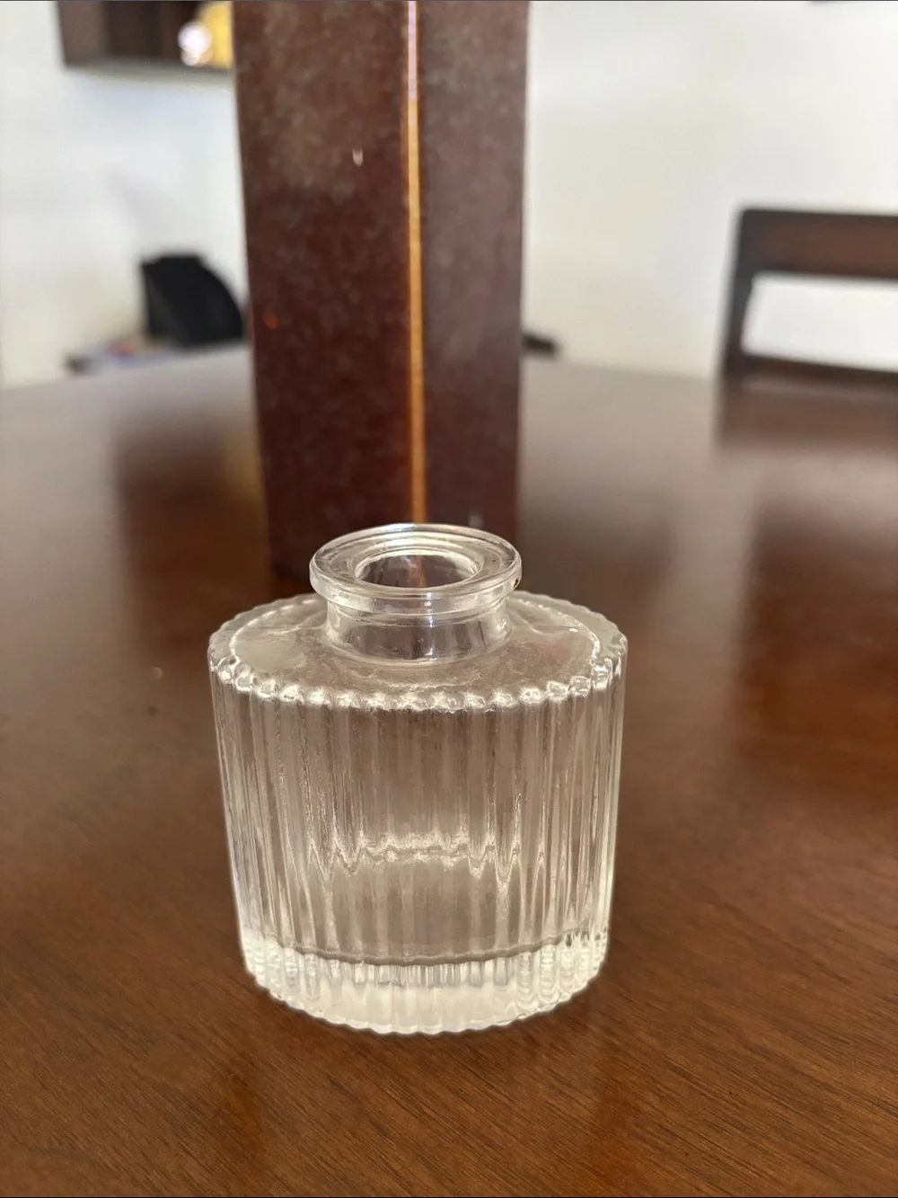 Clear Ribbed Glass Bud Vase